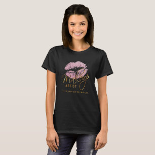 Camiseta Artista de maquillaje Ligados Purpurinas rosas lig