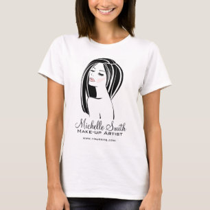 Camiseta Artista de maquillaje Mujer Enfrenta largas pestañ