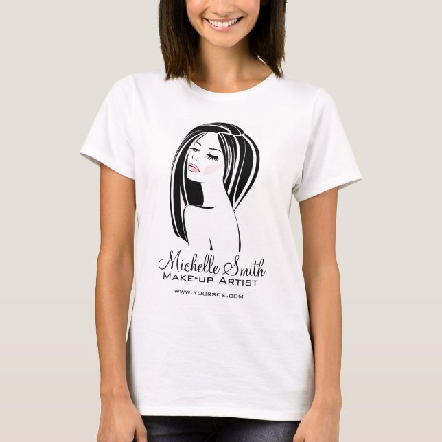 Camiseta Artista de maquillaje Mujer Enfrenta largas pestañ (Anverso)