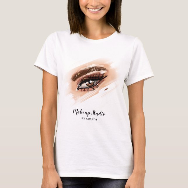 Camiseta Artista de maquillaje Ojos Marrones Largos latigaz (Anverso)