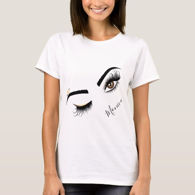 Camiseta Artista de maquillaje Wink Eye Beauty Salon Lash E (Anverso)
