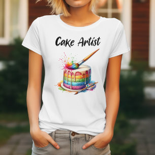 Camiseta Artista de pasteles acuarela para panadería mujer 