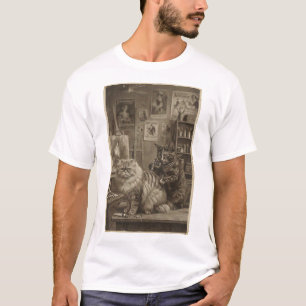 Camiseta Artista de tatuajes de gato sepia vintage – Divert