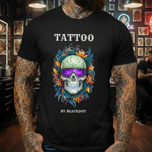 Camiseta Artista de tatuajes Estudio de tatuajes Cráneo Gaf