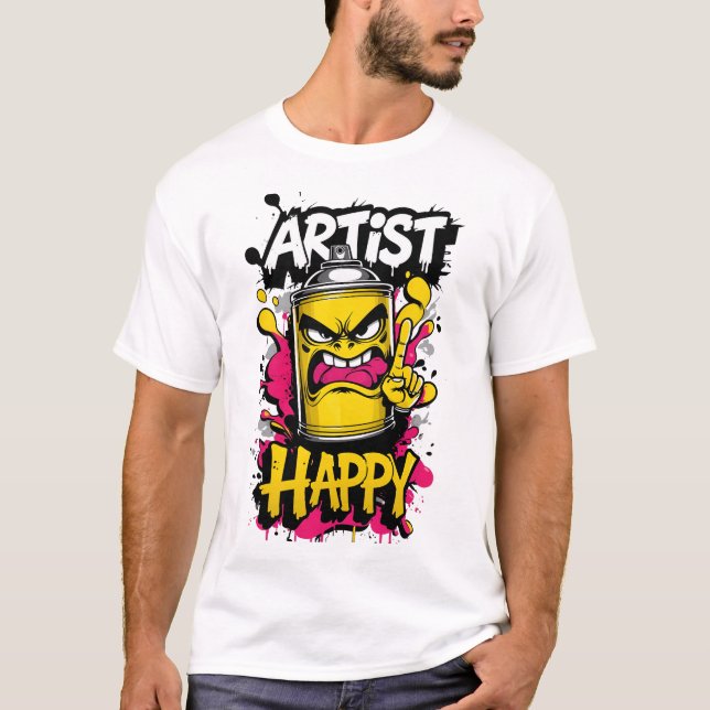 Camiseta "Artista feliz" - El rociado de Punk de graffiti p (Anverso)