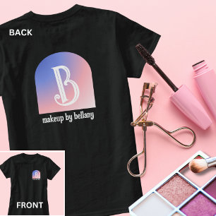 Camiseta Artista moderno de maquillaje en monograma rosa az