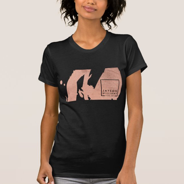 Camiseta Artista moderno Resumen Rosa Pincel dorado/negro (Anverso)