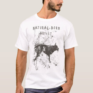 Camiseta artista nacido natural (blanco y negro)