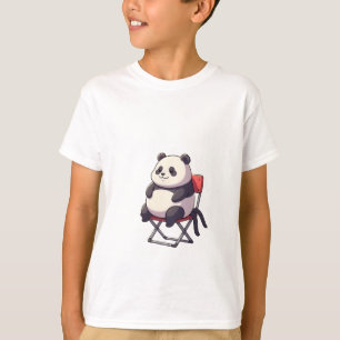 Camiseta Artista Panda Gordo Sentado Silla Roja Niños
