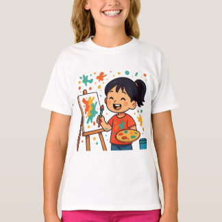 Camiseta Artista Pequeña Creativa Niña – Pintura Colorida 