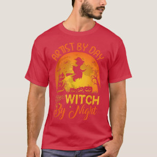 Camiseta Artista Por Día Bruja Por Artista De Noche Hallowe