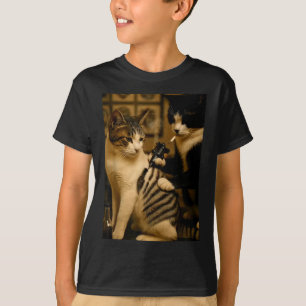Camiseta Artista Tatuado con Gato Fumando Cigarrillo Vintag