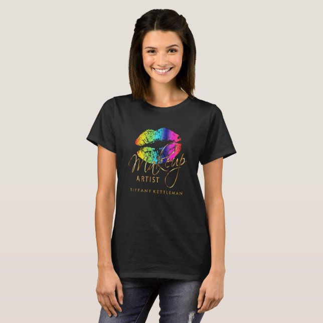 Camiseta Artistas de maquillaje Arcoiris Libretas de color (Anverso completo)