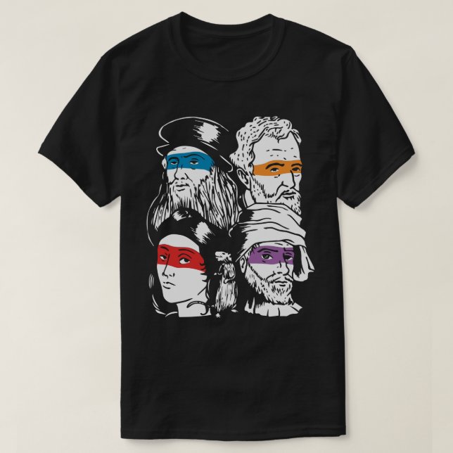Camiseta Artistas del Renacimiento Ninja estilo Poster Pop  (Diseño del anverso)