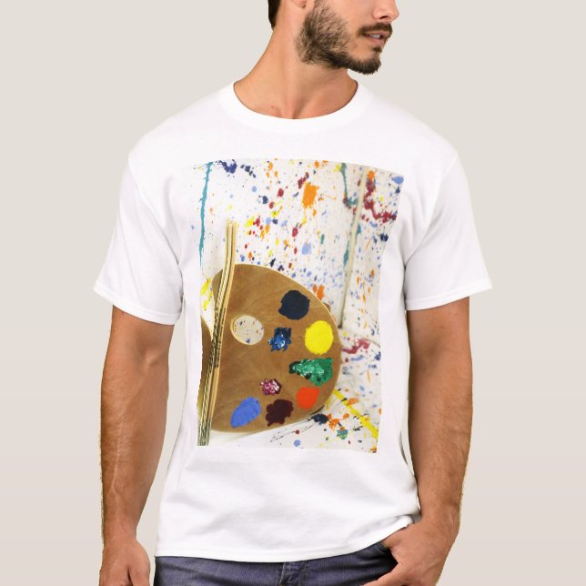 Camiseta Artistas pintan paleta y paleta de pintura (Anverso)