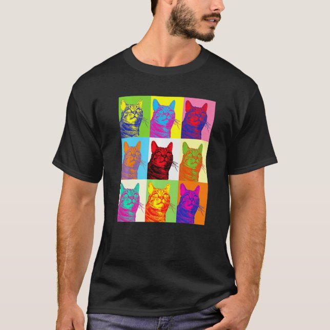 Camiseta Artistic Cat 1960s Pop Cat Cat (Anverso)
