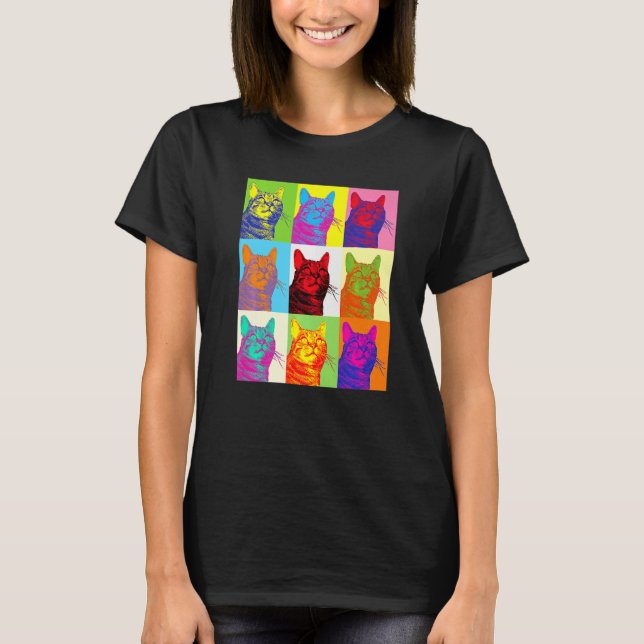 Camiseta Artistic Cat 1960s Pop Cat Cat (Anverso)