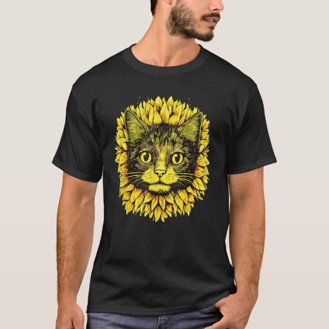 Camiseta Artistic  Cat Face in the middle of Sunflower Stan (Anverso)