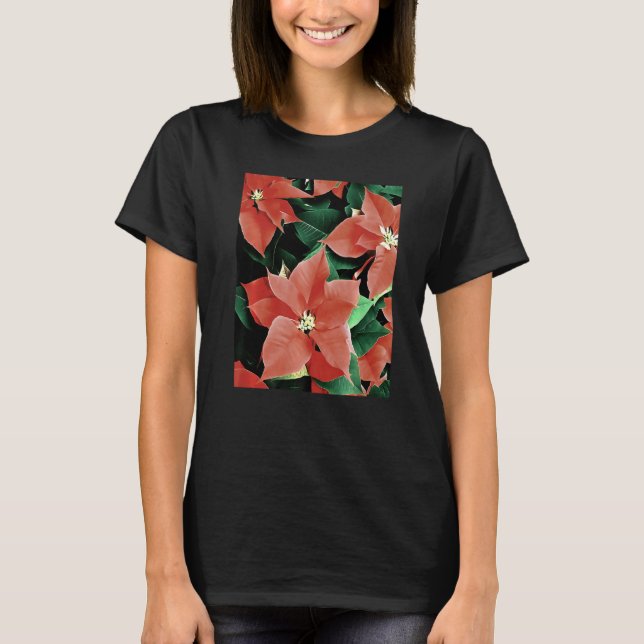 Camiseta Artistic Christmas Red Poinsettia Flowers (Anverso)