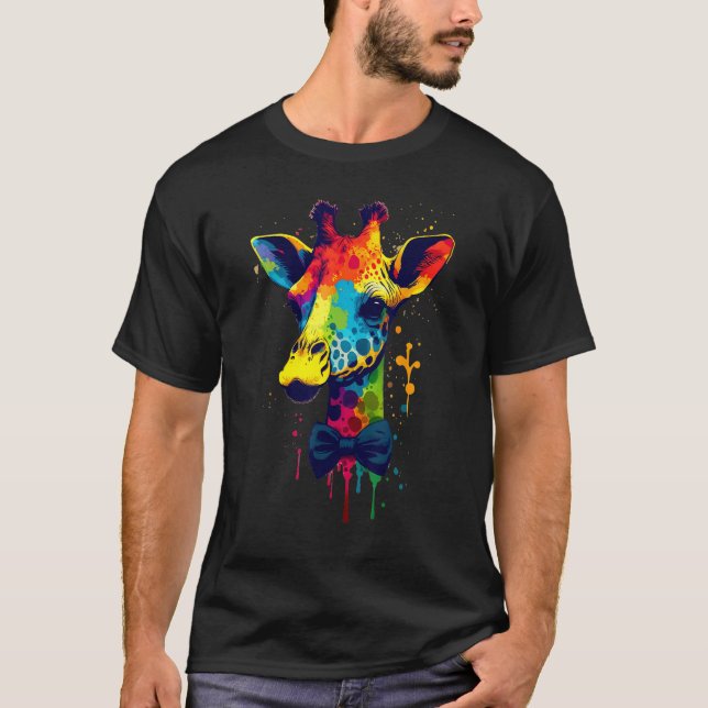 Camiseta Artistic Colorful Pop painted Giraffe 1 (Anverso)