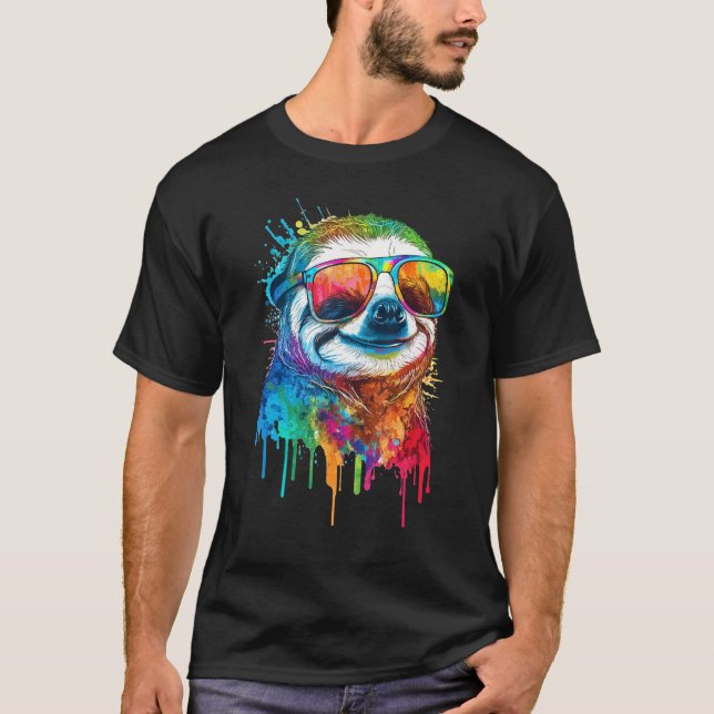 Camiseta Artistic Colorful Pop painted Sloth (Anverso)