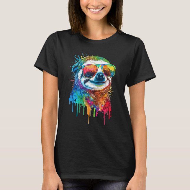 Camiseta Artistic Colorful Pop painted Sloth (Anverso)