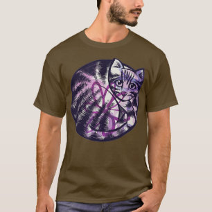 Camiseta Artistic Curled Up Cat Garden Kitty Purple Flower 