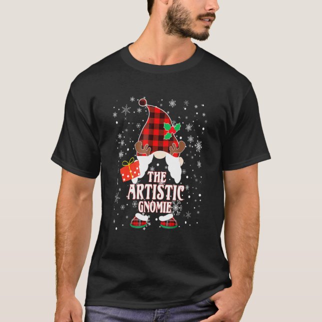 Camiseta Artistic Gnome Buffalo Plaid Matching Family Chris (Anverso)
