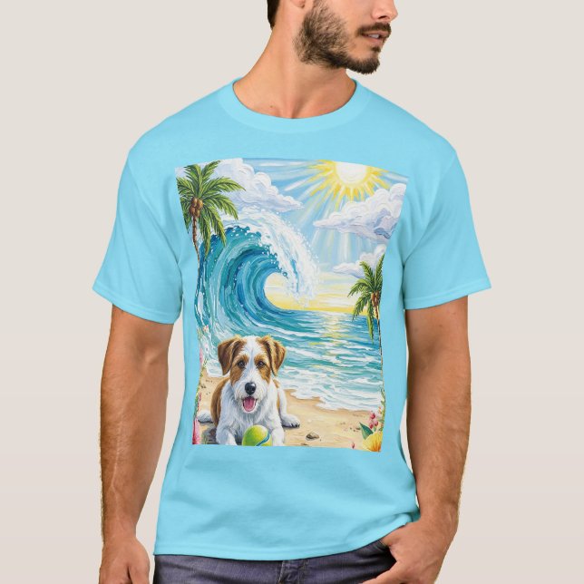 Camiseta Artistic Illustration of a Terrier Dog on a Tropic (Anverso)