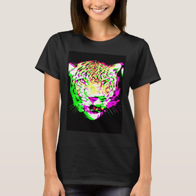Camiseta Artistic Leopard Psychedelic Animal Cool Colorful (Anverso)
