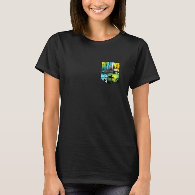 Camiseta Artistic Sunset Beach Surfing Palm Tree Tropical F (Anverso)