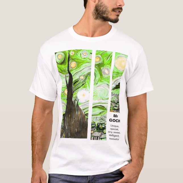 Camiseta Artistic Van Gogh Broken Green Pink (Anverso)