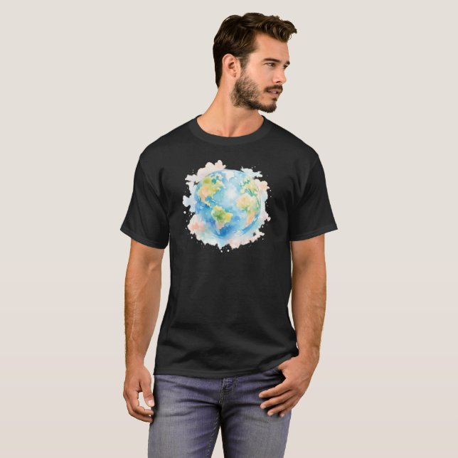 Camiseta Artistic Watercolor Globe T-Shirt (Anverso completo)