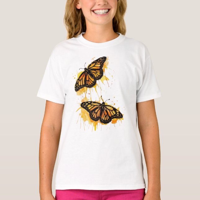Camiseta Artistic Watercolor Monarch Butterfly Nature Art (Anverso)