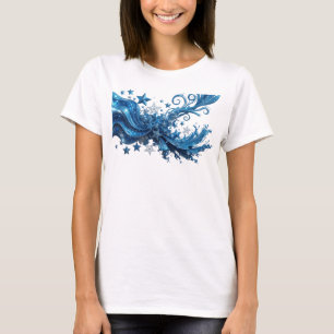 Camiseta Artística Azul Estrellas Azules