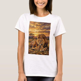 Camiseta artística de león de la familia Savannah 