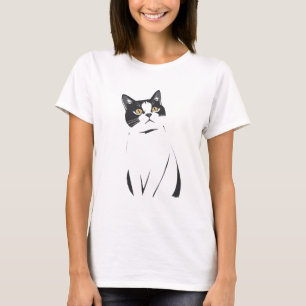 Camiseta artística de línea de gato minimalista pa