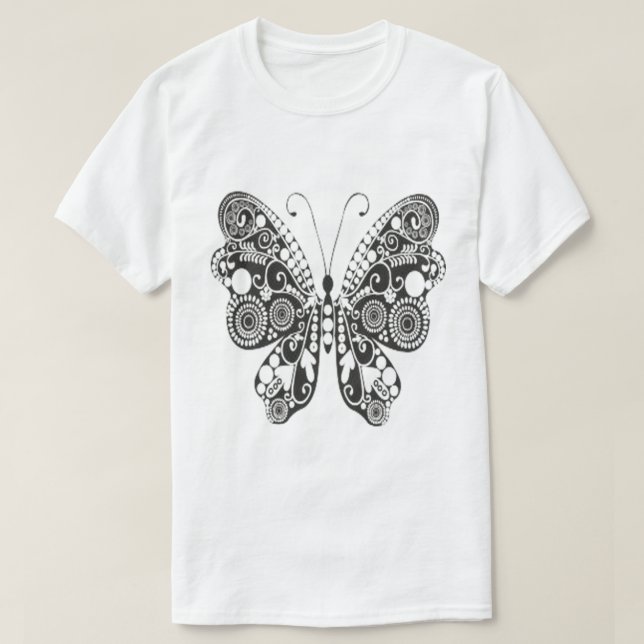 Camiseta Artística de Mariposa al Estilo Libro de  (Diseño del anverso)