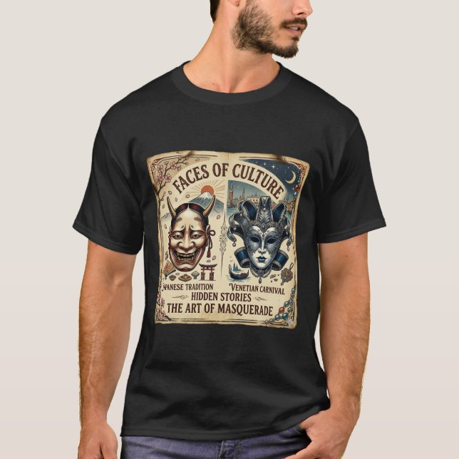 Camiseta Artística de Máscara Japonesa Veneciana (Anverso)