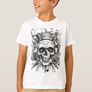 Camiseta artística del tatuaje del cráneo