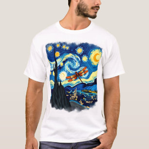 Camiseta Artística Libélula Van Gogh Noche Estrell