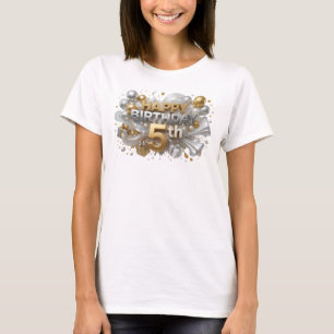 Camiseta artística naranja de FELIZ CUMPLEAÑOS 5º