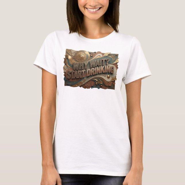 Camiseta Artística Naranja POR QUÉ ESPERAR COMIENZ (Anverso)