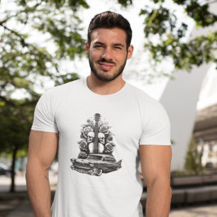 Camiseta artística para Rosas y motociclistas