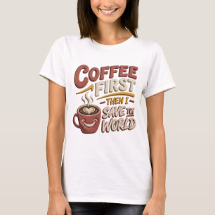 Camiseta Artística Roja CAFE PRIMERO SALVA EL MUND