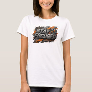 Camiseta artística rosa con declaración STAY FOCUS