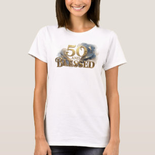 Camiseta Artístico 50 Y BENDITO Impreso Creativo