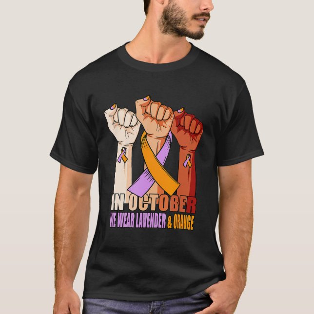 Camiseta Artritis Psoriásica De La Mano En Lavanda Naranja  (Anverso)