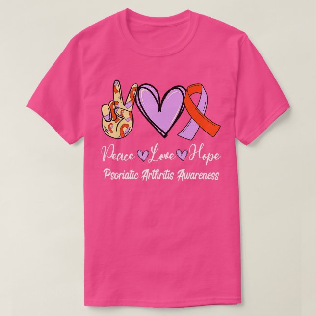 Camiseta Artritis psoriásica Paz Amor Esperanza Lavender Or (Diseño del anverso)