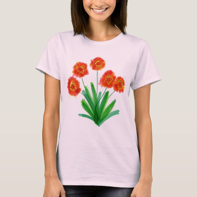 Camiseta Artsy Red Naranja Floral (Anverso)